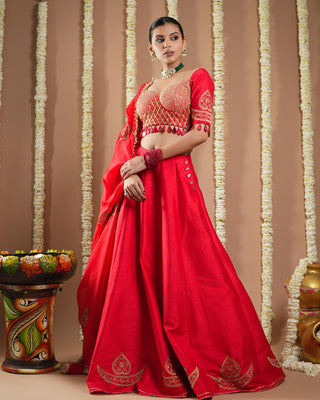 Chilli red heavy avyanna lehenga set