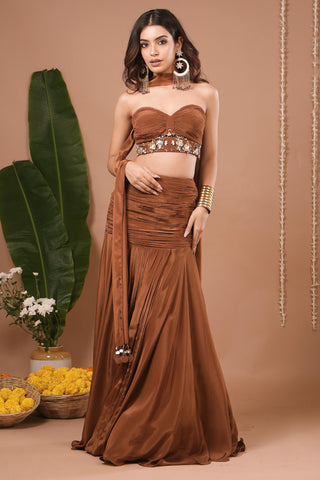 Indo skirt dress for Contemporary Wear – Brown Corset by AHI Clothing