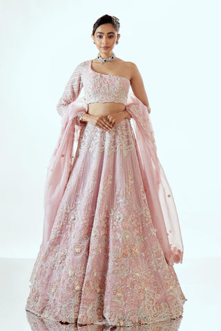 Lehenga Set for Indian Weddings – Pink Parse Organza Craft by Pallavi Poddar