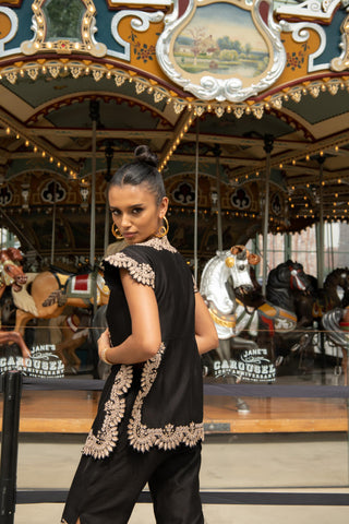 Jacket Set Indian Wedding Black Silk by Aashima Behl