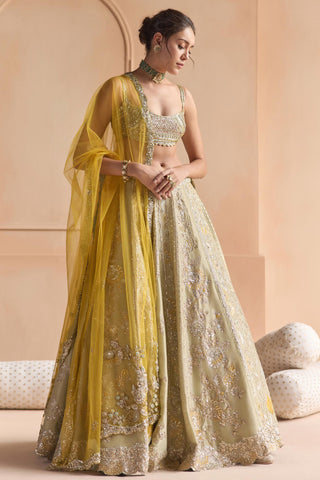 Lehenga Set for Indian Wedding - Green Off The Record Embroidered Lehenga Set by Osaa by Adarsh at Mrs. G

