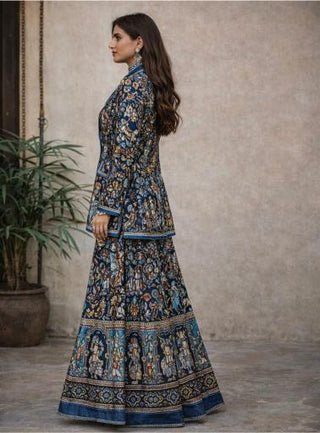 Sharara Set Festive Wear - Blue Nritya Katha Sharara Set by Banjara Trail