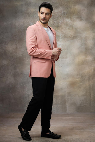 Pink solid blazer