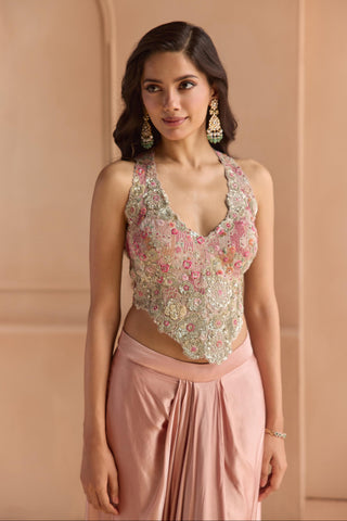 Lehenga Set for Indian Wedding - Pink Off The Record Embroidered Top and Skirt Set by Osaa by Adarsh at Mrs. G

