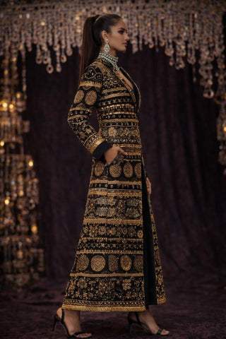 Jacket Set Regal Wear - Black Shahi Taqdeer Jacket Set by Banjara Trail