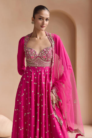 Anarkali Set for Indian Wedding - Pink Off The Record Embroidered Anarkali Set by Osaa by Adarsh at Mrs. G

