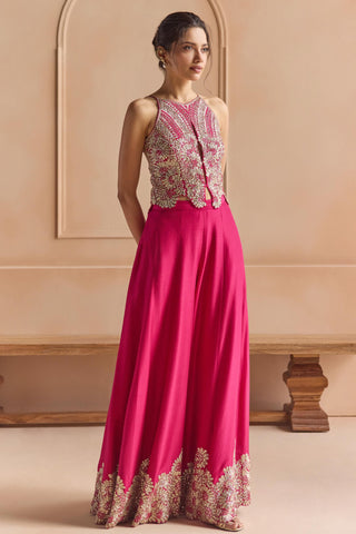 Garara Top Set for Indian Wedding - Pink Off The Record Embroidered Top Set by Osaa by Adarsh at Mrs. G

