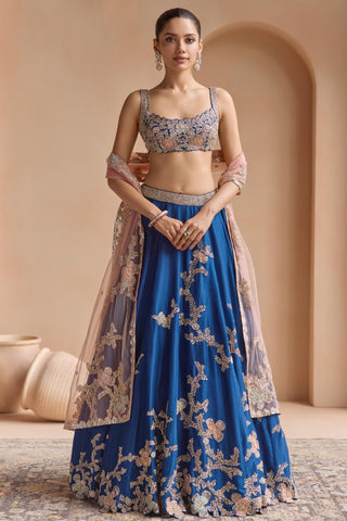 Lehenga Set for Indian Wedding - Blue Off The Record Embroidered Lehenga Set by Osaa by Adarsh at Mrs. G

