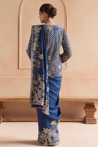 Saree Set for Indian Wedding - Blue Off The Record Embroidered Saree Set by Osaa by Adarsh at Mrs. G

