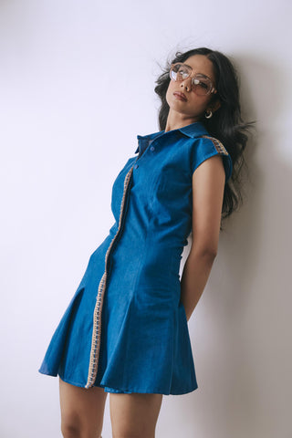 Blue hooked in summer modern muse dress