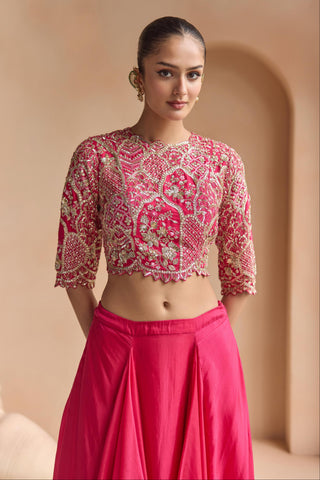 Lehenga Set for Indian Wedding - Pink Off The Record Top and Skirt Set by Osaa by Adarsh at Mrs. G

