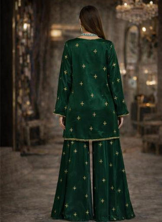 Sharara Set Festive Wear - Green Gulzaar Embellished Sharara Set by Banjara Trail