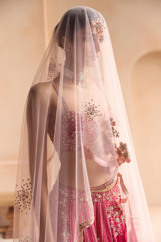 Lehenga Set for Indian Wedding - Pink Off The Record Embroidered Mulberry Lehenga Set by Osaa by Adarsh at Mrs. G

