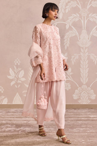 Pink organza nooreh ever after kurta set