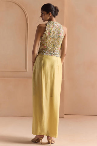 Lehenga Set for Indian Wedding - Yellow Off The Record Embroidered Top and Skirt Set by Osaa by Adarsh at Mrs. G

