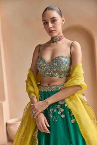 Lehenga Set for Indian Wedding - Green Off The Record Organza Lehenga Set by Osaa by Adarsh at Mrs. G

