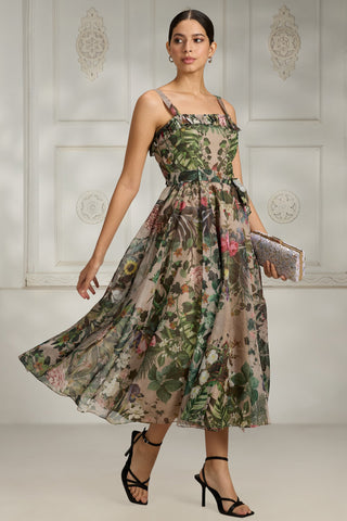 Beige organza beige dress