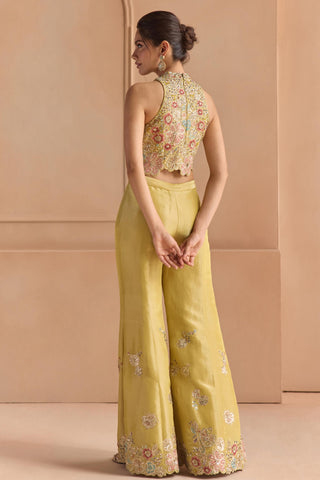 Flare Pant Set for Indian Wedding - Yellow Off The Record Top and flare pants Set by Osaa by Adarsh at Mrs. G

