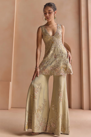 Flare Pant Set for Indian Wedding - Blue Off The Record Jacket and flare pant Set by Osaa by Adarsh at Mrs. G