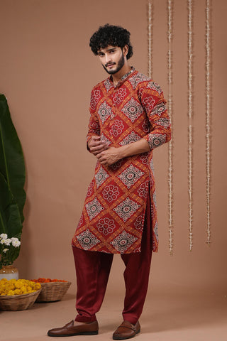 Kurta salwar set for Indian Wedding – Red Maroon Bandhani by AHI Clothing