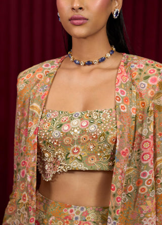 Green fusion jazz-e-jashn jacket set