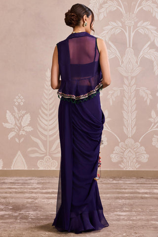 Purple nooreh ever after jacket saree set