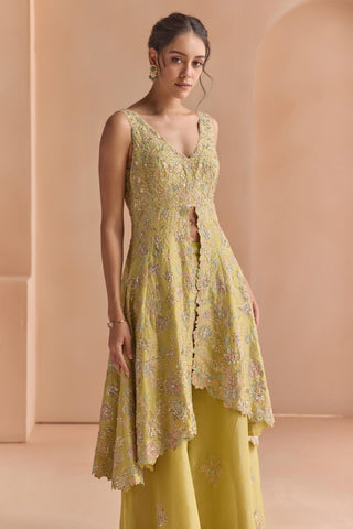 Sharara Set for Indian Wedding - Yellow Off The Record Embroidered Sharara Set by Osaa by Adarsh at Mrs. G