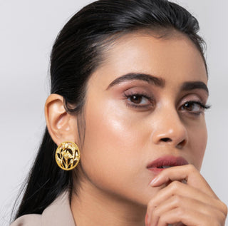 Earring Contemporary Wear - Gold Gingko Charm Stud by Putstyle