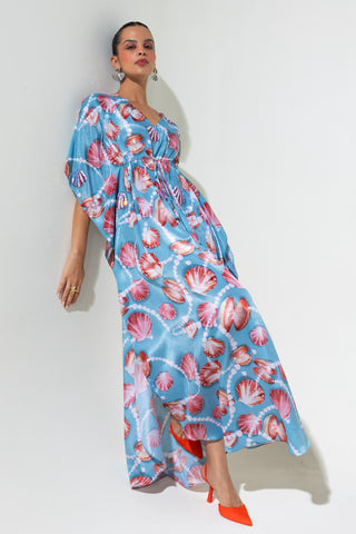 Tie-Detail Kaftan for Contemporary Wear â€“ Blue Shellfie Queen by Nautanky