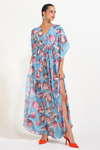 Tie-Detail Kaftan for Contemporary Wear â€“ Blue Shellfie Queen by Nautanky