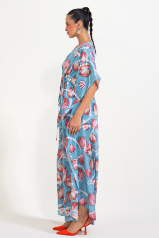 Tie-Detail Kaftan for Contemporary Wear â€“ Blue Shellfie Queen by Nautanky