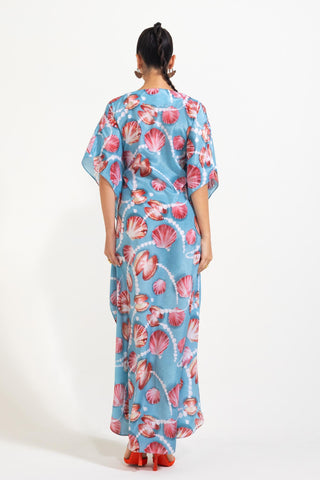Tie-Detail Kaftan for Contemporary Wear â€“ Blue Shellfie Queen by Nautanky