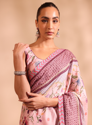 Pink niri malgudi days saree
