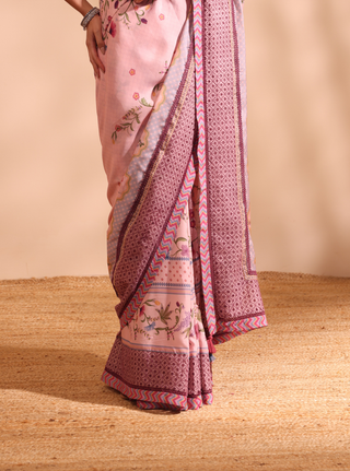Pink niri malgudi days saree