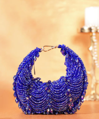 Hobo bag for women for Indian Wedding - Royal Blue Liona embellished bag by House of Kosha