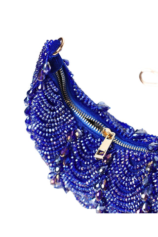 Hobo bag for women for Indian Wedding - Royal Blue Liona embellished bag by House of Kosha