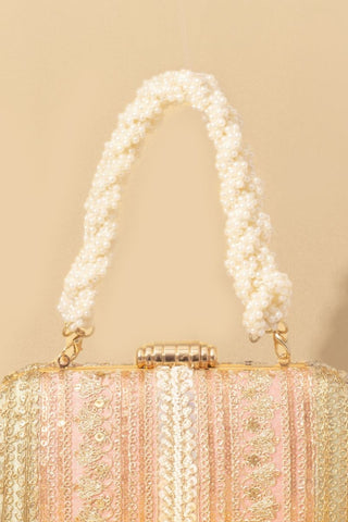 Gold pastel naaz embroidered capsule clutch