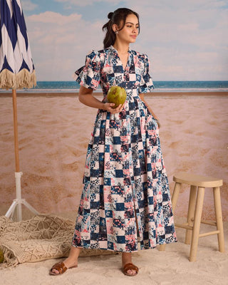 Maxi Dress Tile Wear - Multicolor Naples Dress by Zazu