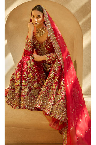 Sharara Set Indian Wedding Red Festive by Tamanna Punjabi Kapoor