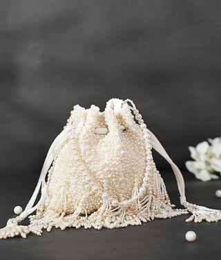 Potli bag for women for Indian Wedding - Ivory Emma pearl potli by House of Kosha