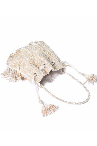 Potli bag for women for Indian Wedding - Ivory Emma pearl potli by House of Kosha