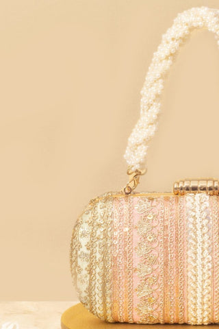 Gold pastel naaz embroidered capsule clutch