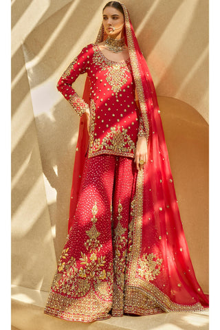 Sharara Set Indian Wedding Red Festive by Tamanna Punjabi Kapoor