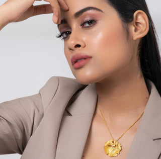 Necklace Contemporary Wear - Gold Ginkgo Leaf Charm Pendant by Putstyle