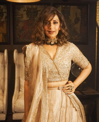 Gold zarina hunar lehenga set