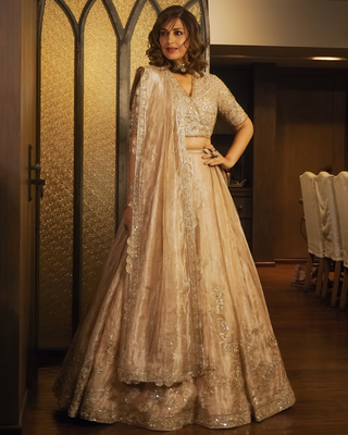 Gold zarina hunar lehenga set