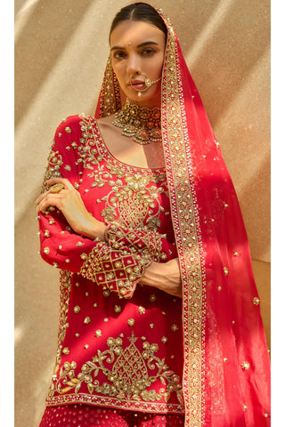 Sharara Set Indian Wedding Red Festive by Tamanna Punjabi Kapoor