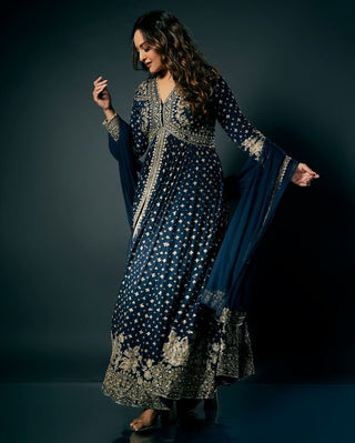 Blue ibtida hunar anarkali set