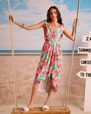 Midi Dress Tile Wear - Multicolor Lisbon Dress by Zazu