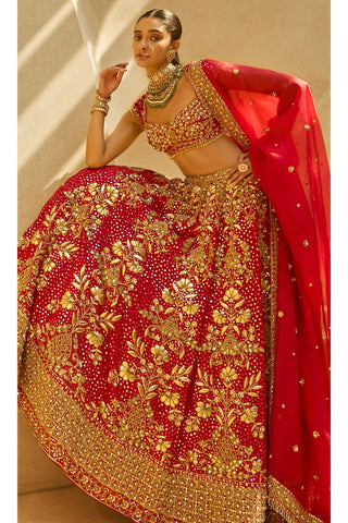 Bridal Lehenga Set Indian Wedding Red Classic by Tamanna Punjabi Kapoor
